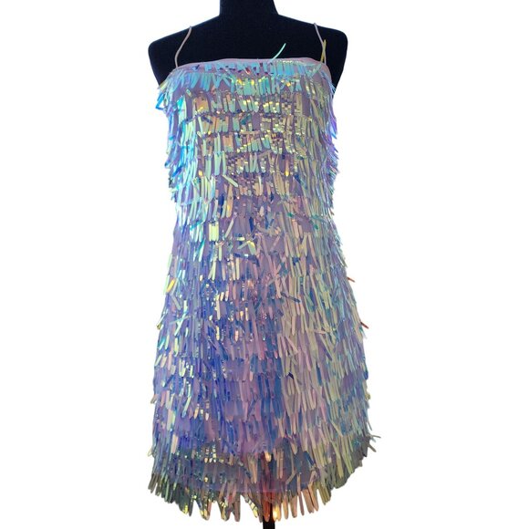 Holiday Beaded Fringes Luxury Designer Runway Cocktail Evening Party Prom Dress - Picture 8 of 16